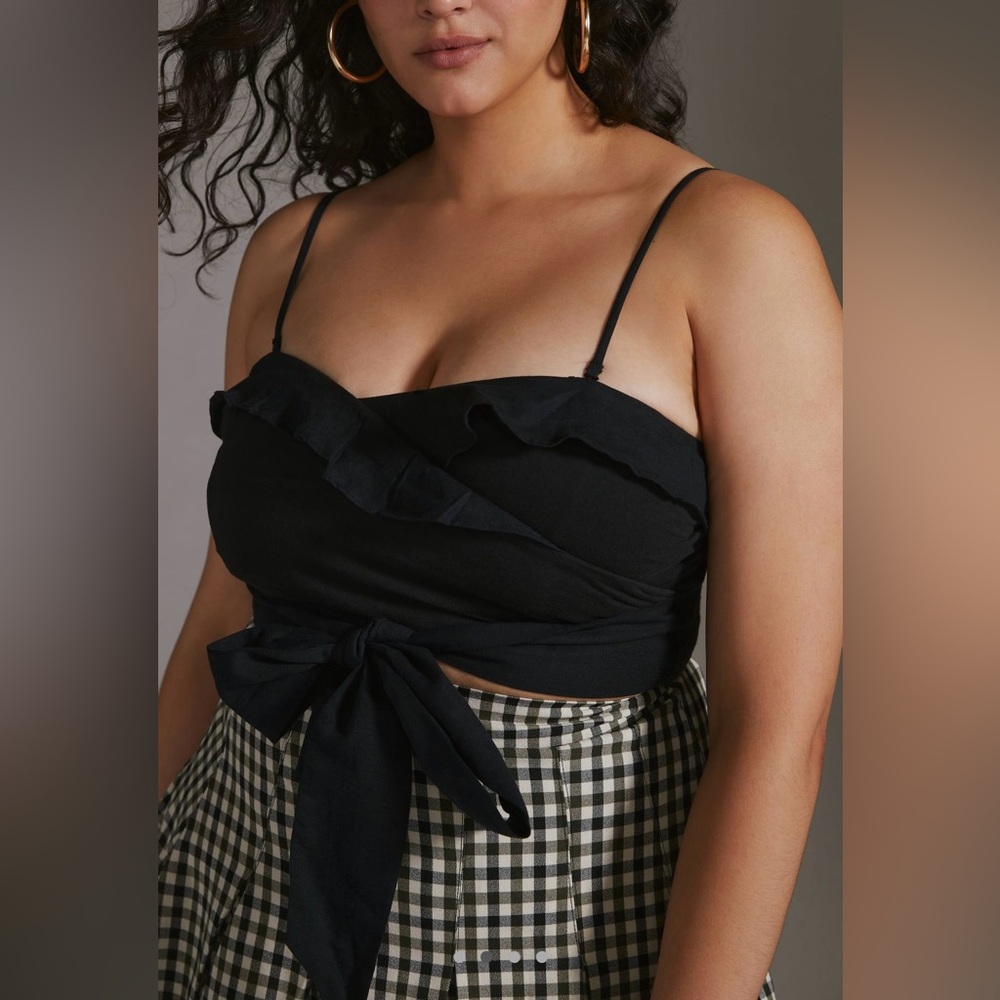 Anthropologie Ruffled Tie-Front Tube Top - size 1X